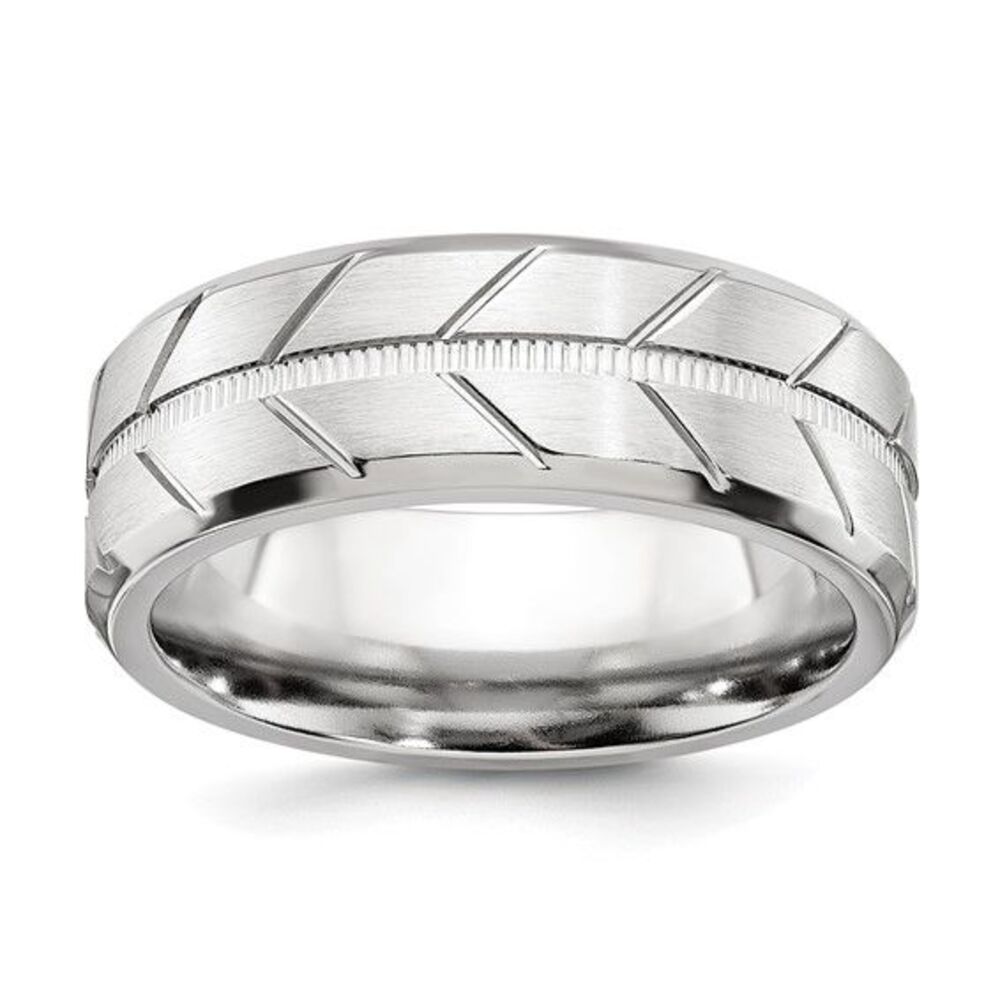 Chisel Cobalt Brushed & Polished Beveled 8mm Band - image 1